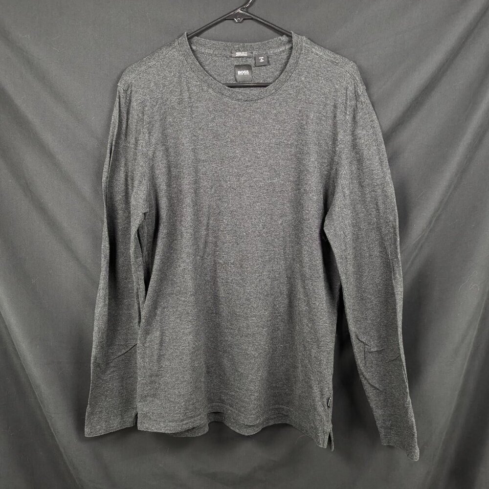 BOSS Hugo Boss Long Sleeve T-Shirt Men's Medium Merino Blend Gray Casual Wear